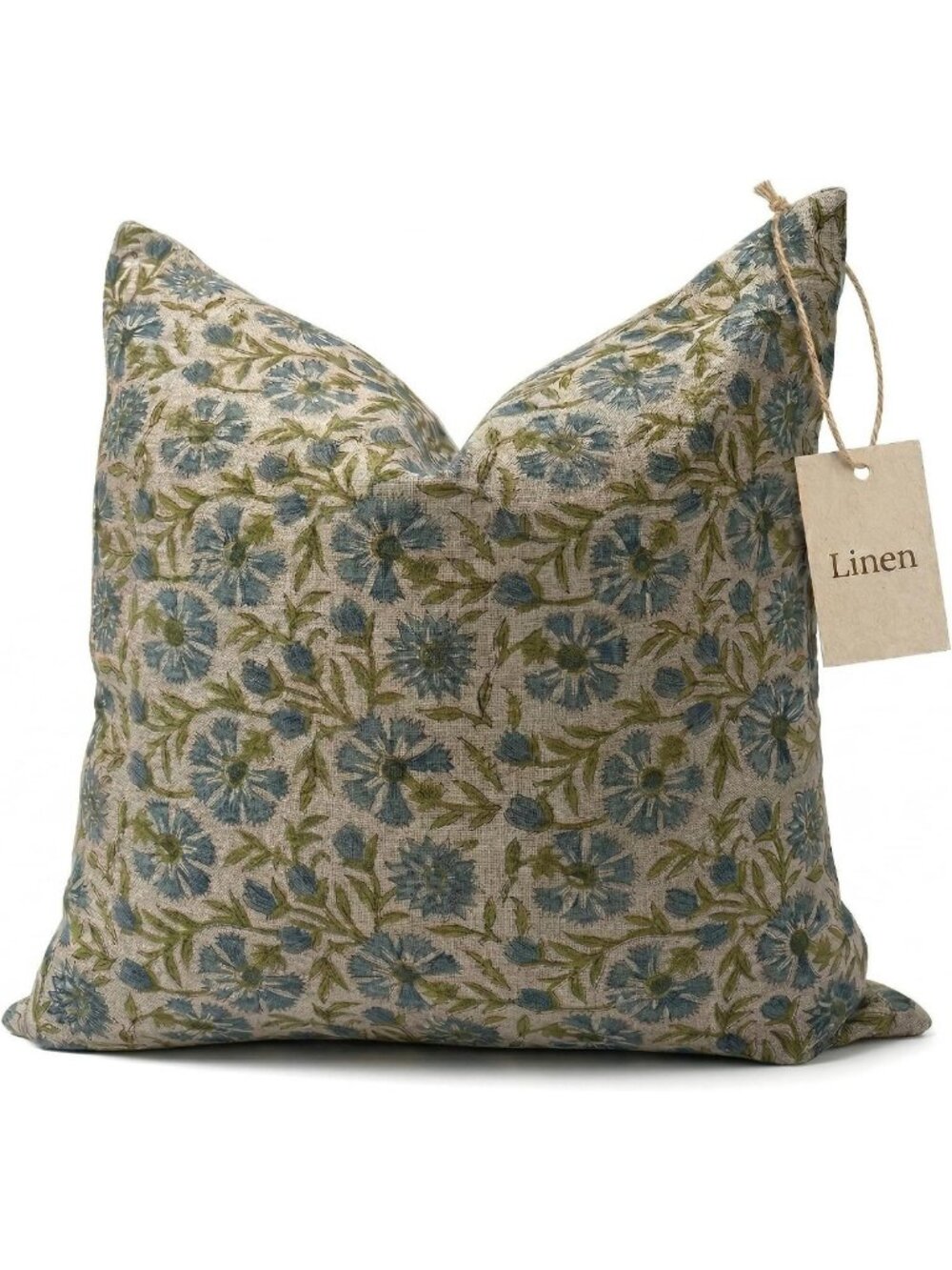20x20 Inch Blue Green Linen Throw Pillow Covers - Decorative Accent for Living